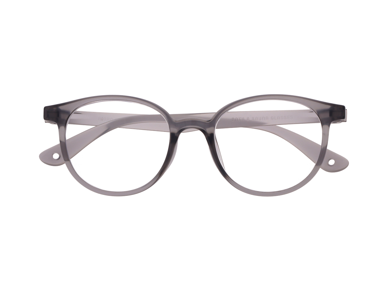やさしいカタチ＝快適タイム・くつろぎ空間に優しい雰囲気のボスリントン_グレーで新登場のお風呂用メガネ。