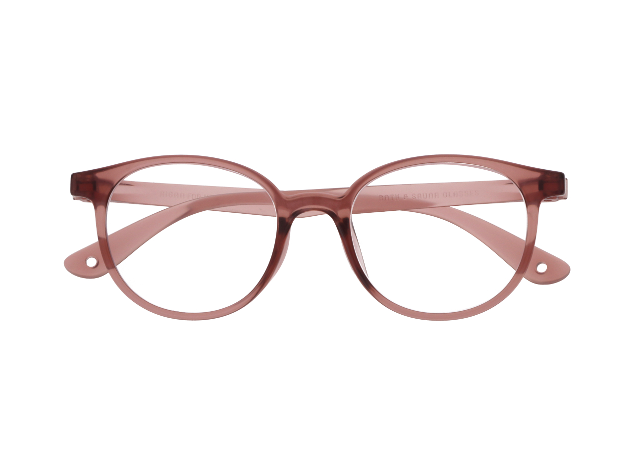 やさしいカタチ＝快適タイム・くつろぎ空間に優しい雰囲気のボスリントン-ボルドータイプのお風呂用メガネ。