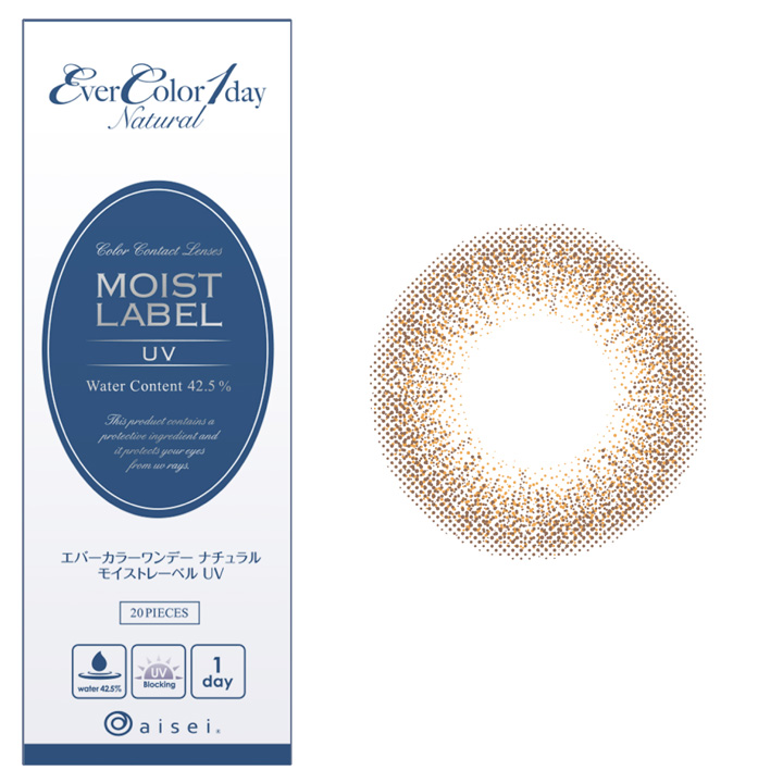 Ever Color 1day Natural MOIST LABEL UV　エバーカラーワンデー ナチュラル モイストレーベル UV　シフォンブラウン　レンズデザイン