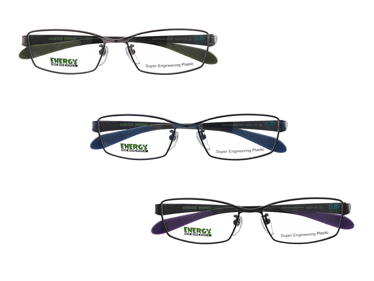 スクエアフォルムが力強い印象のフルリムタイプ。（PEN-1018Mのスモールサイズ。）